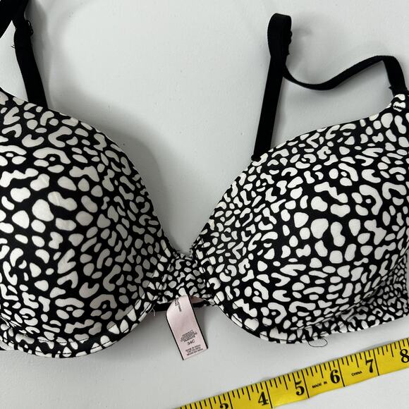 Victoria Secret Perfect Coverage Bra Womens 34C Black Animal Print Underwire - Picture 7 of 10
